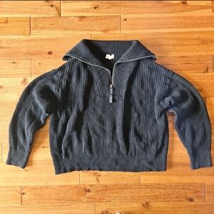 Lou & Grey Half Zip Knit Sweater Black Size XL